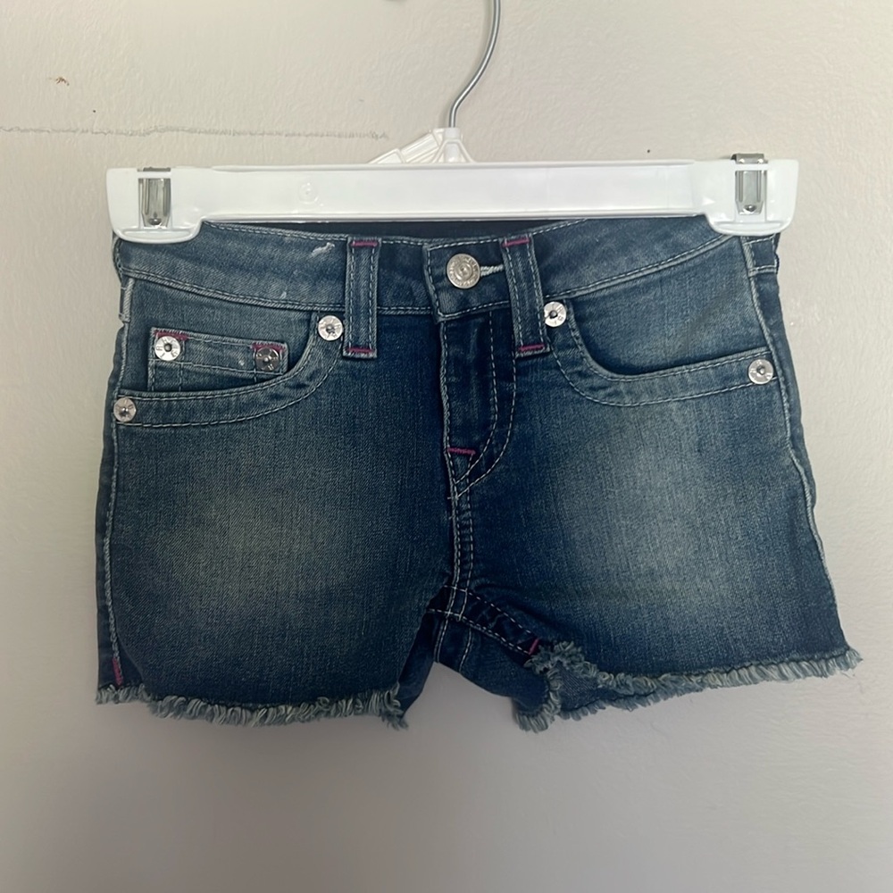 True Religion Girls blue Jean Shorts 6 NWOT